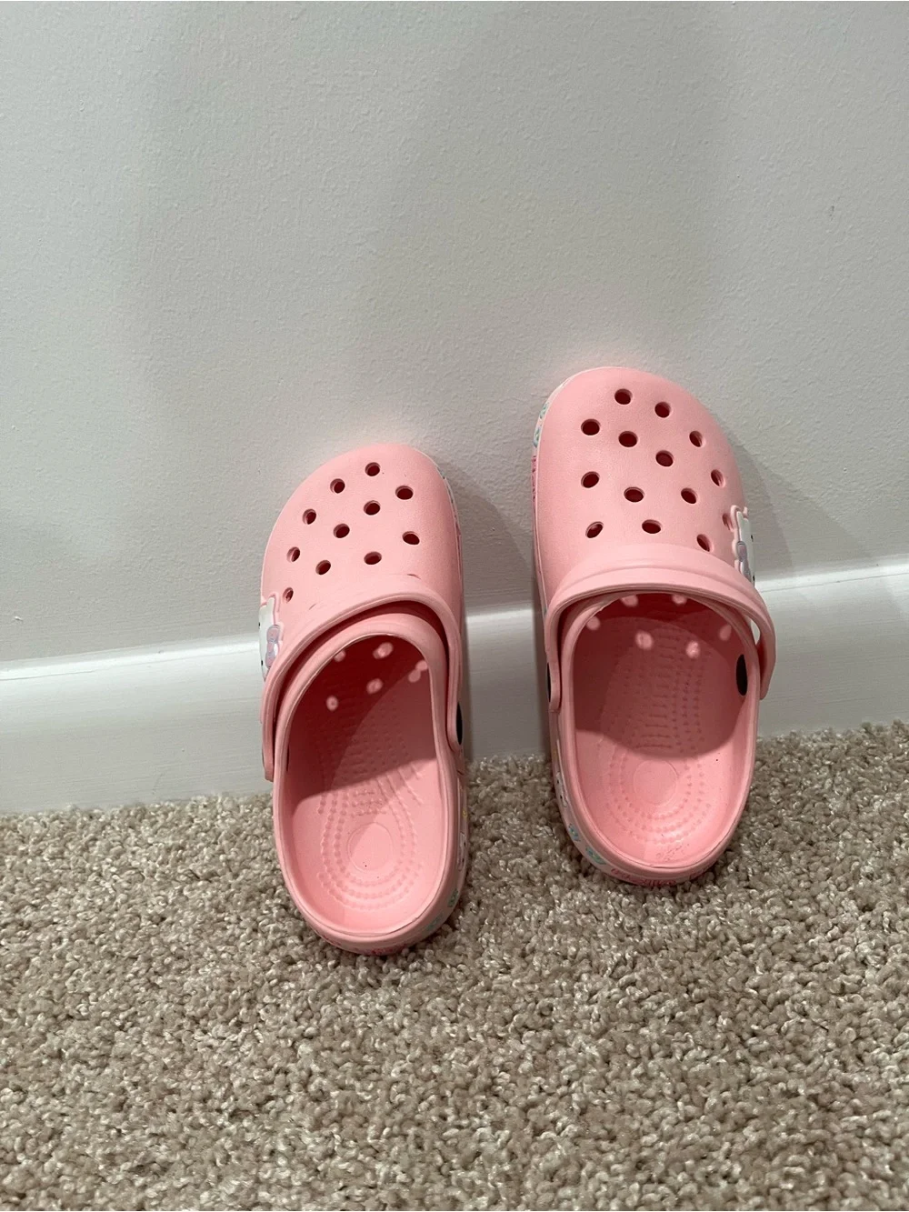 Kids Pink Slip-On Clogs with Cute Character Trim